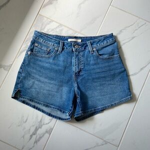 Levi's Blue Jean Shorts with Distressed Cuffed Hems